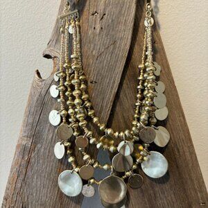 Chicos Coin Cascade gold tone multi-tier necklace-NWT
